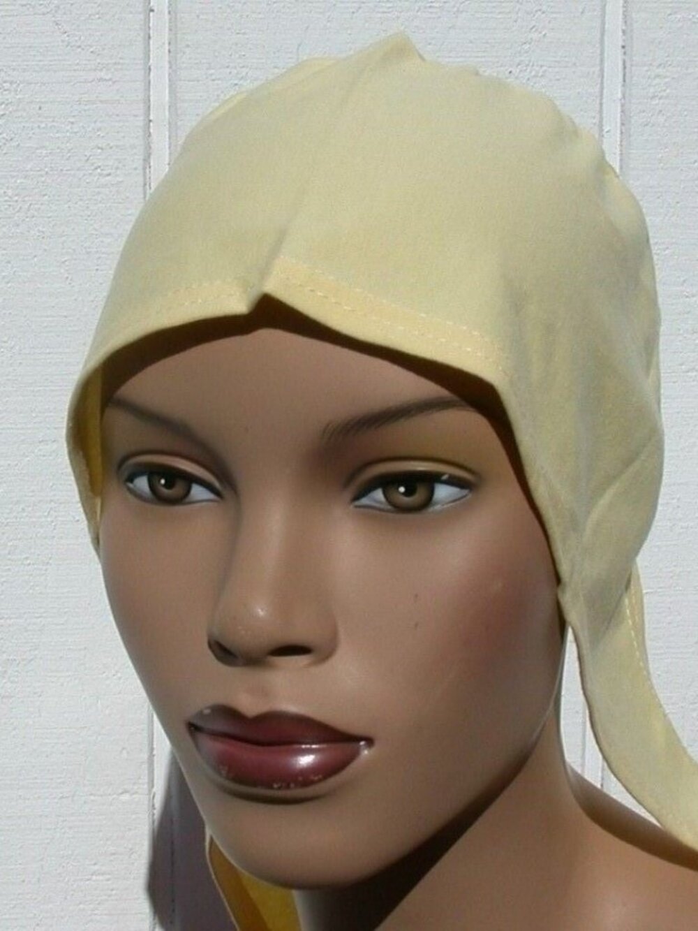 Yellow Cotton Tie Back Bonnet Hijab Undercap